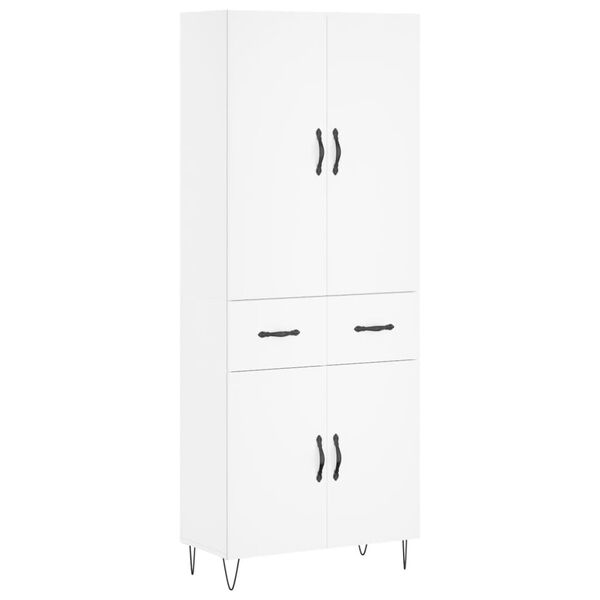 vidaXL Highboard hvit 69,5x34x180 cm konstruert tre