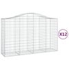 vidaXL Gabionkurver buede 12 stk 200x50x120/140 cm galvanisert jern