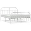vidaXL Sengeramme i metall med hode- og fotgavl hvit 150x200 cm