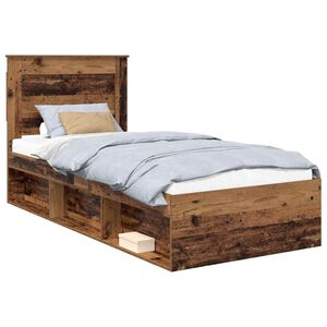vidaXL Sengestamme med hodegjerde Gammelt tre 90 x 190 cm Massiv furu