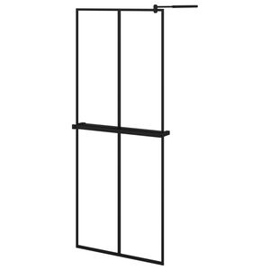 vidaXL Dusjvegg med hylle svart 80x195 cm ESG-glass og aluminium