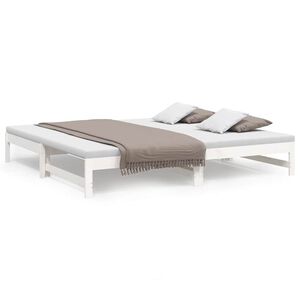 vidaXL Uttrekkbar dagseng hvit 100x200 cm heltre furu