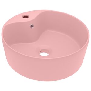 vidaXL Luksuri&oslash;s servant med overl&oslash;p matt rosa 36x13 cm keramisk