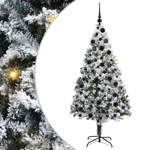 vidaXL Kunstig juletre med 300 LED Hvit 180 cm PVC og St&aring;l og Plast