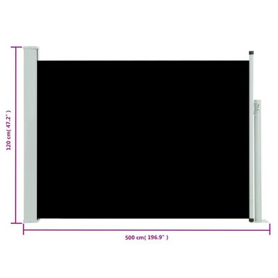 vidaXL Uttrekkbar sidemarkise 117x500 cm svart