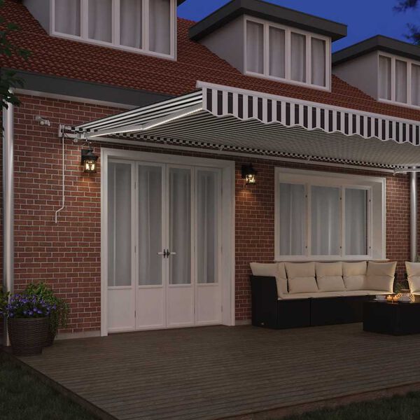 vidaXL Automatisk uttrekkbar markise LED antrasitt og hvit 600x300 cm