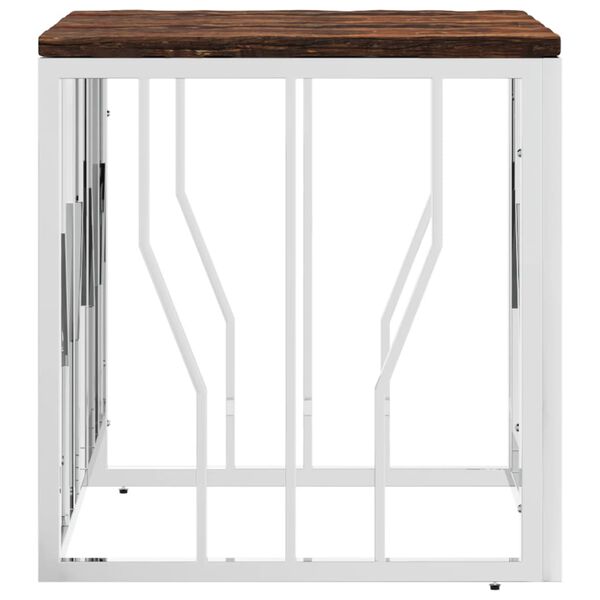 vidaXL Salongbord sølv rustfritt stål og gjenvunnet heltre