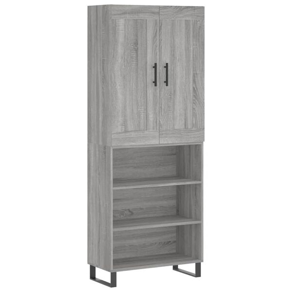 vidaXL Highboard gr&aring; sonoma 69,5x34x180 cm konstruert tre