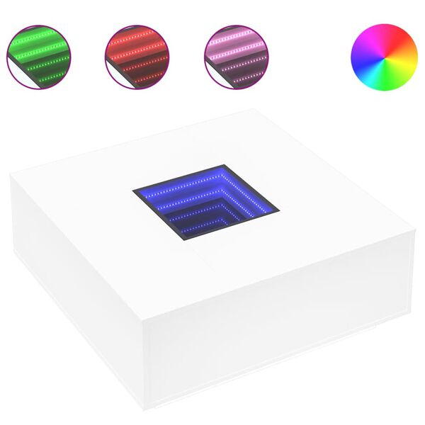 vidaXL Salongbord med Infinity LED hvit 100x100x40 cm