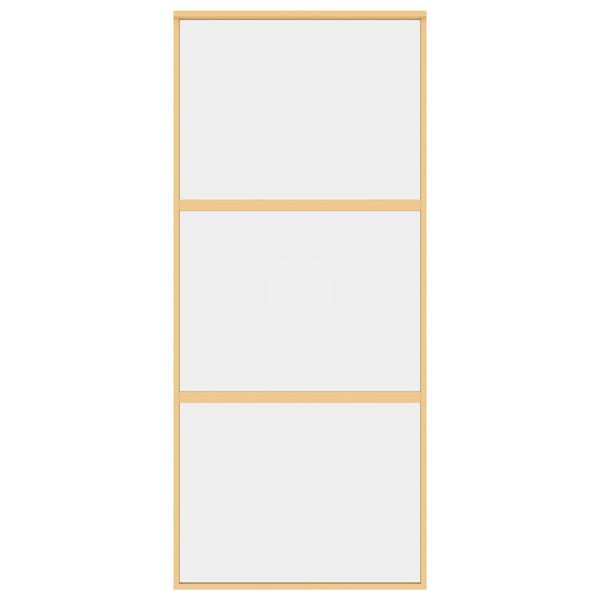 vidaXL Skyvedør gull 90x205 cm gjennomsiktig ESG glass og aluminium