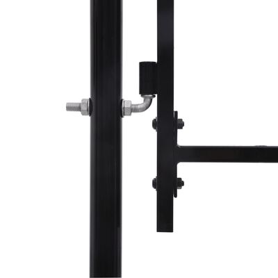 vidaXL Hageport med en dør og spisser stål 1x2 m svart