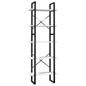 vidaXL Bokhylle 5 niv&aring;er hvit 60x30x175 cm heltre furu