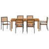 vidaXL Hage Spisegruppe 7 pcs Svart Solid akasietre