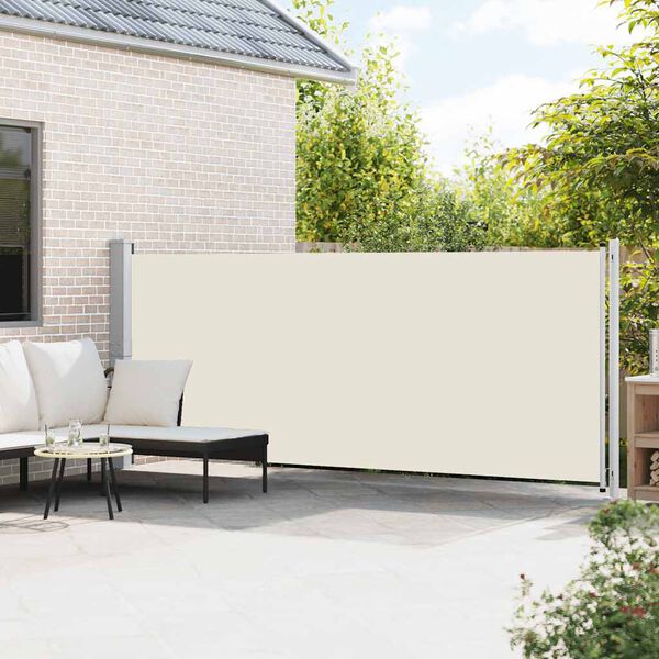 vidaXL Uttrekkbar sidemarkise 600x160 cm kremhvit