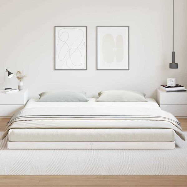 vidaXL Gulvbedramme Hvit 213.5 x 104 x 9 cm Massiv furu