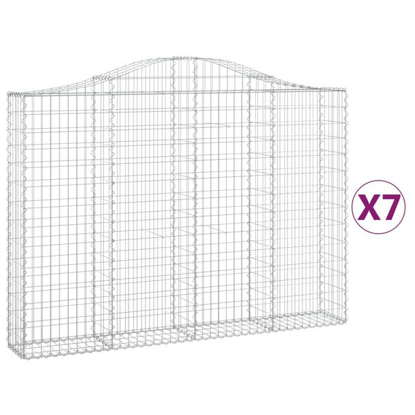 vidaXL Gabionkurver buede 7 stk 200x30x140/160 cm galvanisert jern