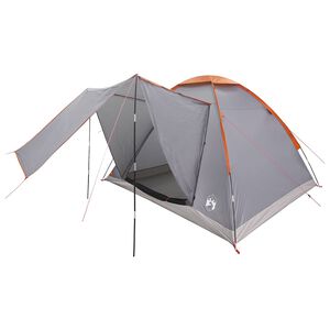 vidaXL Camping Telt 4-personers Gr&aring; og Oransje Polyester og st&aring;l