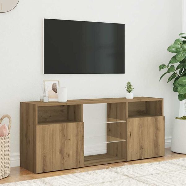 vidaXL TV-benk med LED-lys artisan eik 120x30x50 cm konstruert tre