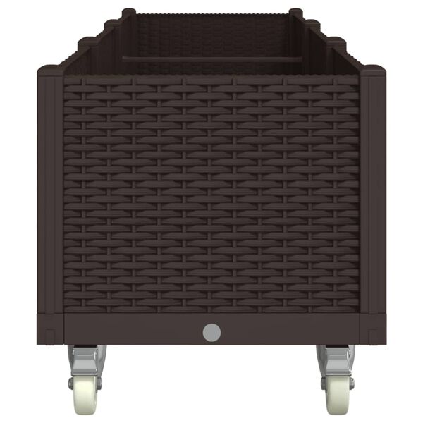 vidaXL Plantekasse med hjul brun 240x50x54 cm PP