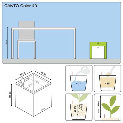 LECHUZA Plantekasse Canto Color Square 40 ALL-IN-ONE grå 13720