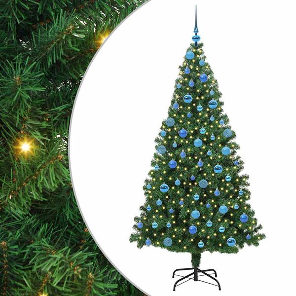 vidaXL Kunstig juletre med 300 LED grønn 180 cm PVC og Stål og Plast