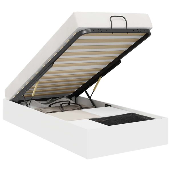 vidaXL Ottoman sengeramme med lagring Hvit 193 x 120 x 25 cm Sponplate