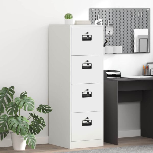 vidaXL Arkivskap med l&aring;s 2 pcs Hvit 44 x 50 x 139 cm Kaldvalsget St&aring;l