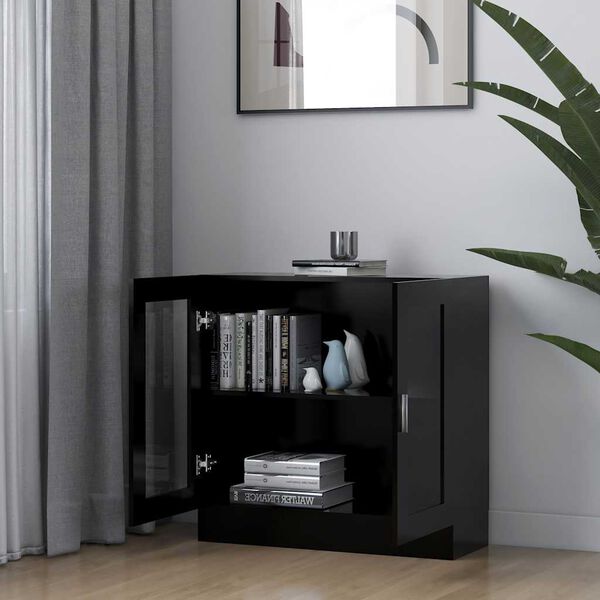 vidaXL Vitrine svart 82,5x30,5x80 cm konstruert tre