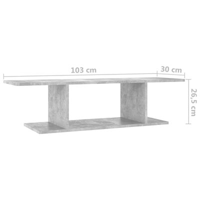 vidaXL Vegghengt TV-benk betonggrå 103x30x26,5 cm