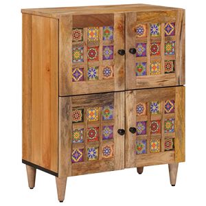 vidaXL Serviesskap med d&oslash;r Naturlig 60 x 33 x 75 cm Massiv mango tre
