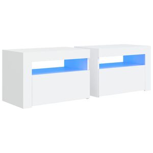 vidaXL Nattbord med LED 2 stk hvit 60x35x40 cm