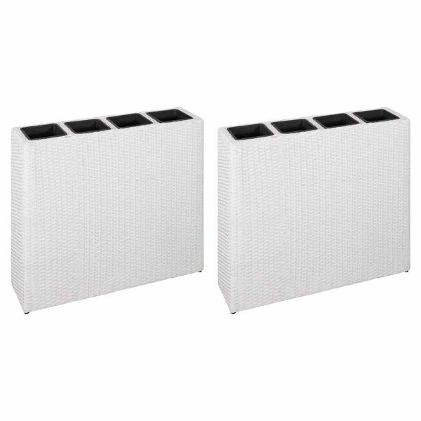 vidaXL Høybed med 4 potter 2 stk polyrotting hvit