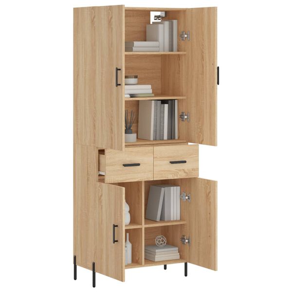 vidaXL Highboard sonoma eik 69,5x34x180 cm konstruert tre