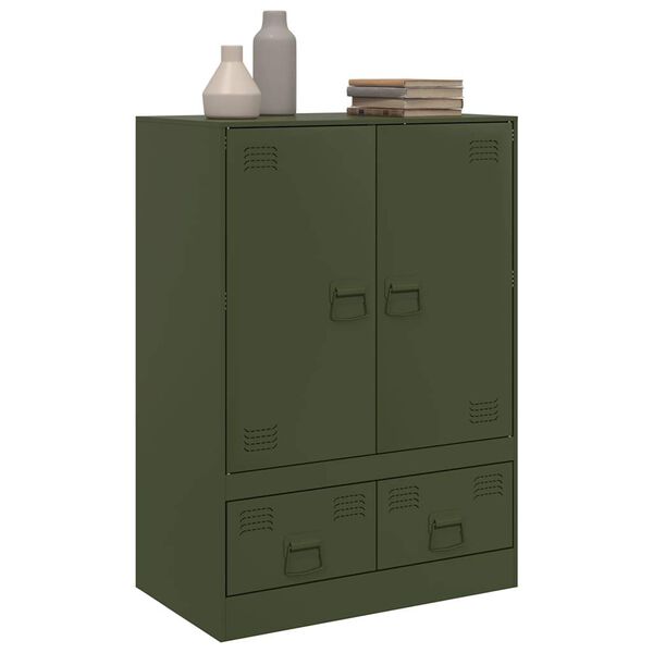 vidaXL Highboard olivengr&oslash;nn 67x39x95 cm st&aring;l