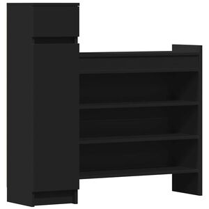 vidaXL Skohylle svart 100,5x28x100 cm konstruert tre