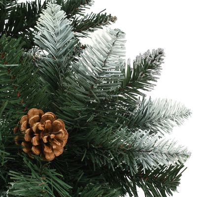 vidaXL Kunstig juletre med furukongler og hvitt glitter 180 cm