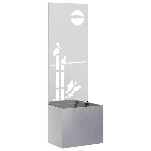 vidaXL Hageprivat skjerm Fretwork S&oslash;lv 50 x 140 cm Rustfritt st&aring;l