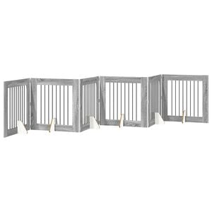 vidaXL Foldbar hundegitter med stativer 6 pcs Gr&aring; sonoma 482 cm