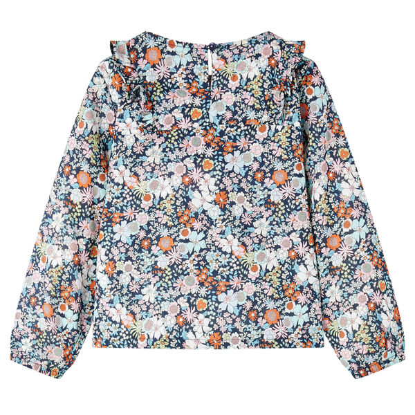 T-skjorte for barn med lange ermer mørkeblå 92