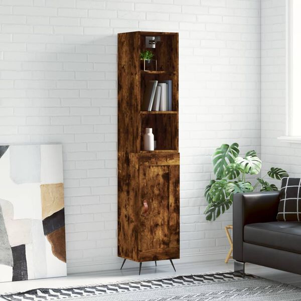 vidaXL Highboard r&oslash;kt eik 34,5x34x180 cm konstruert tre