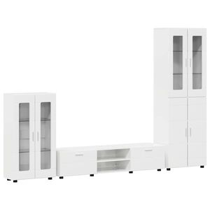 vidaXL TV-benksett med d&oslash;r FLORIN 3 pcs H&oslash;yglanset hvit Konstruert tre