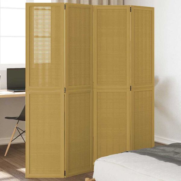 vidaXL Romdeler 4 paneler brun heltre keisertre