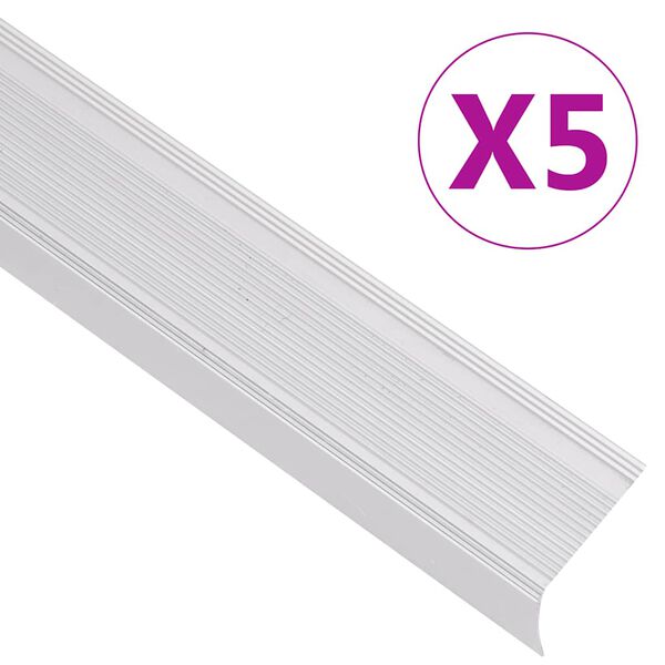 vidaXL Trappeneser L-form 5 stk aluminium 100 cm s&oslash;lv