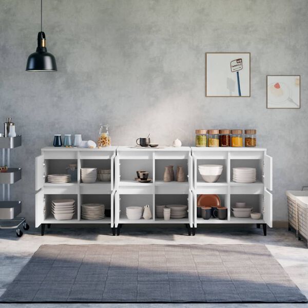 vidaXL Skjenker 3 stk hvit 60x35x70 cm konstruert tre