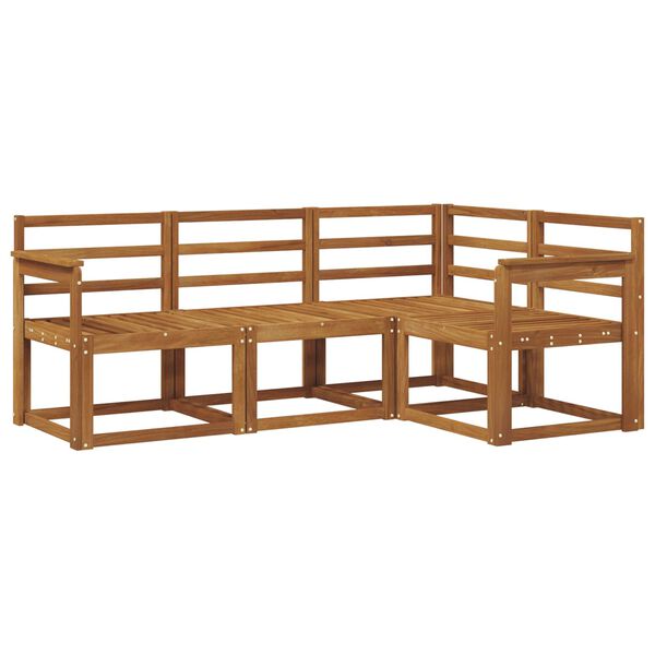 vidaXL Utend&oslash;rs sofa-sett 4 pcs Naturlig Solid akasietre