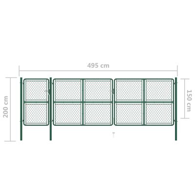 vidaXL Hageport stål 150x495 cm grønn