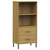 vidaXL Bokhylle med 2 skuffer brun 60x35x128,5 cm heltre OSLO