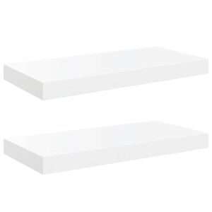 vidaXL Flytende vegghyller 2 stk h&oslash;yglans hvit 50x23x3,8 cm MDF