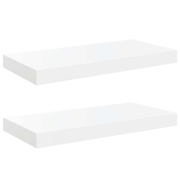vidaXL Flytende vegghyller 2 stk h&oslash;yglans hvit 50x23x3,8 cm MDF