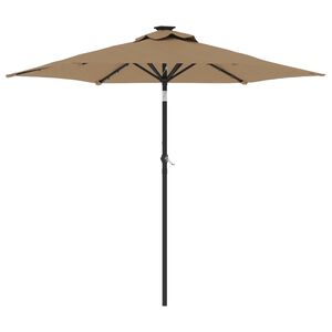 vidaXL Hageparasoll med LED og st&aring;lstang gr&aring;brun 225x225x212 cm
